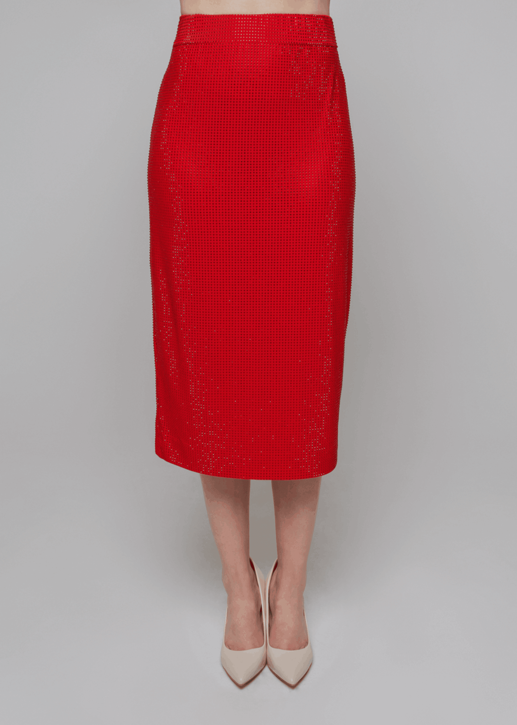 Exquisite detail of Crystal Pencil Skirt showcasing the fine craftsmanship and elegant design characteristic of Axinia Collection 's luxury collection.