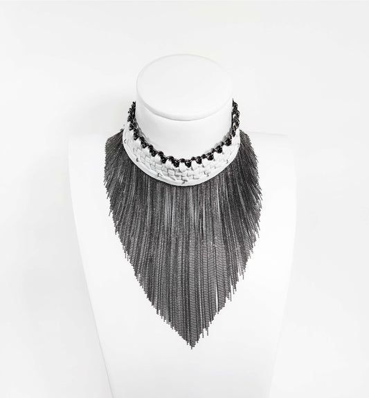 Exquisite detail of Short Braided Leather Chocker showcasing the fine craftsmanship and elegant design characteristic of Axinia Collection 's luxury collection.