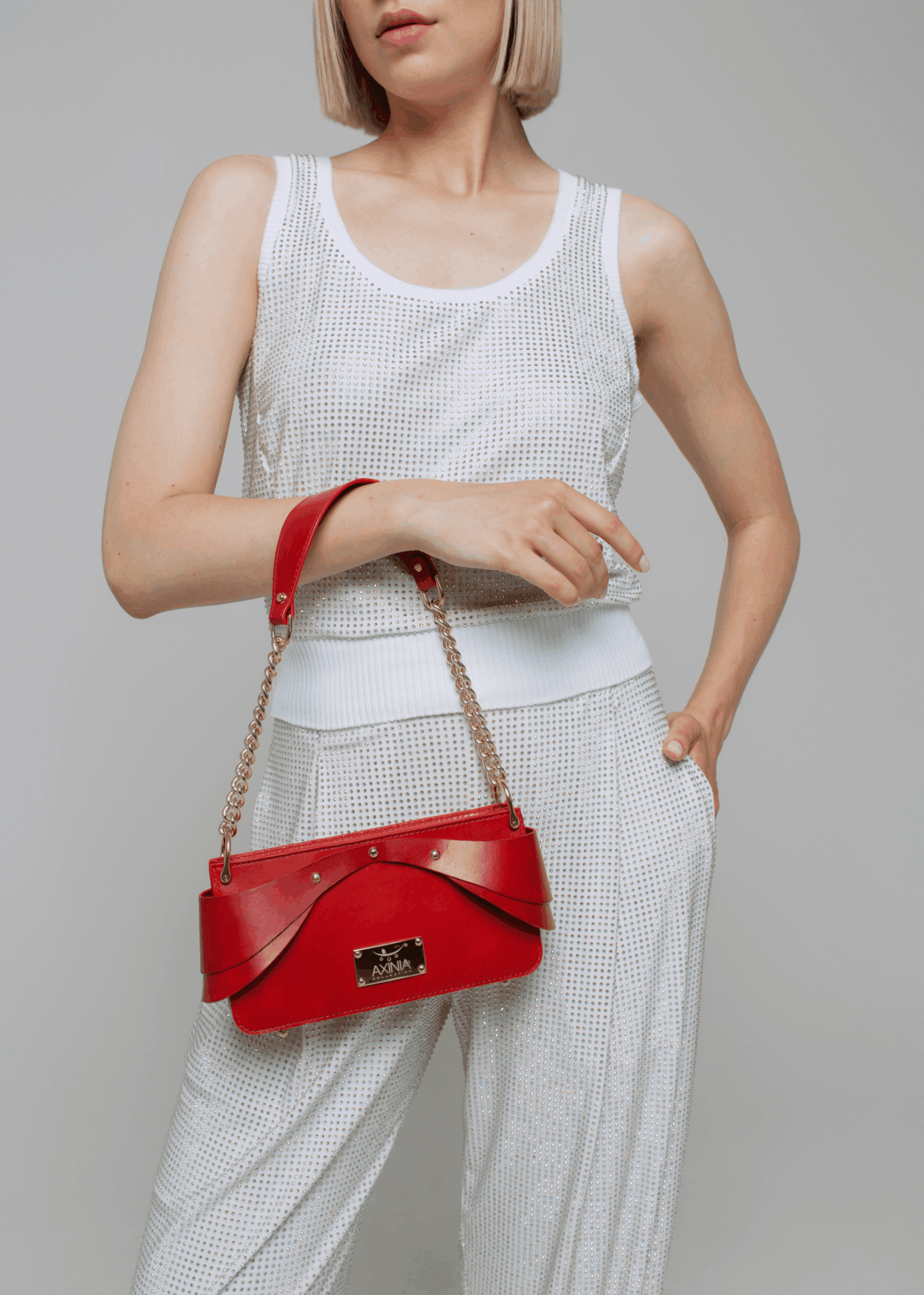 Exquisite detail of Axinia Corsette Bag showcasing the fine craftsmanship and elegant design characteristic of Axinia Collection 's luxury collection.