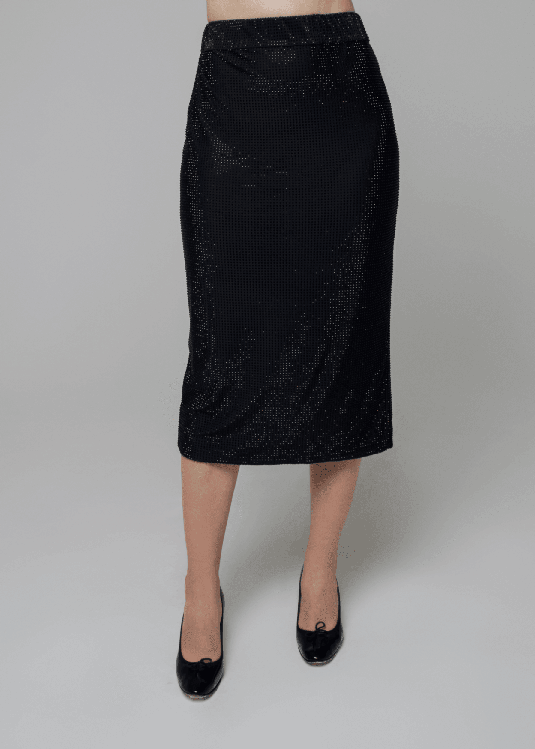 Exquisite detail of Axinia Crystal Pencil Skirt showcasing the fine craftsmanship and elegant design characteristic of Axinia Collection 's luxury collection.